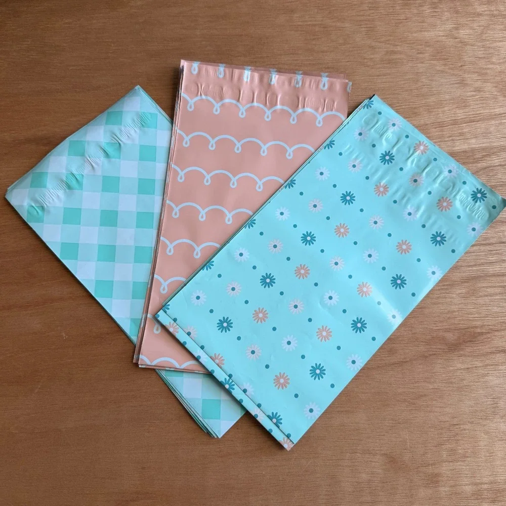 6x9 Poly‎ Mailers 30 Gingham Daisies Waves shipping bags office NEW business